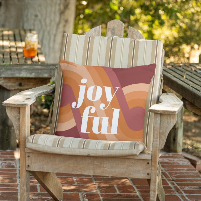 Almofada Padrão de arte Chic Retro Funky Abstrato Waves (Cadeira)