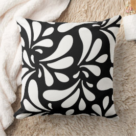 Almofada Padrão de arte das folhas pretas e brancas
