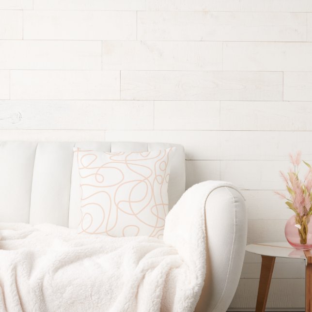 Almofada Padrão de Arte de Linha de Dodle | Pêssego/Apricot (Sofá)