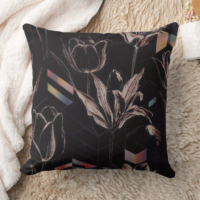 Almofada Padrão de Arte de Linha de Tulipa Geométrica Moder (Cobertor)