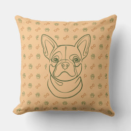 Almofada Padrão de Arte Decorativa com Bulldog Francês