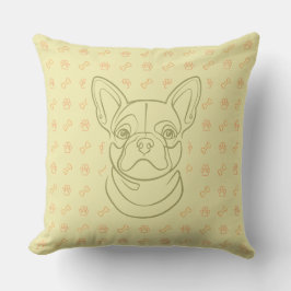 Almofada Padrão de Arte Decorativa com Bulldog Francês