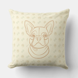 Almofada Padrão de Arte Decorativa com Bulldog Francês
