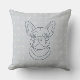 Almofada Padrão de Arte Decorativa com Bulldog Francês
