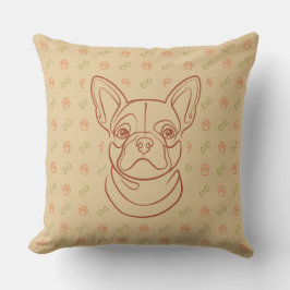Almofada Padrão de Arte Decorativa com Bulldog Francês