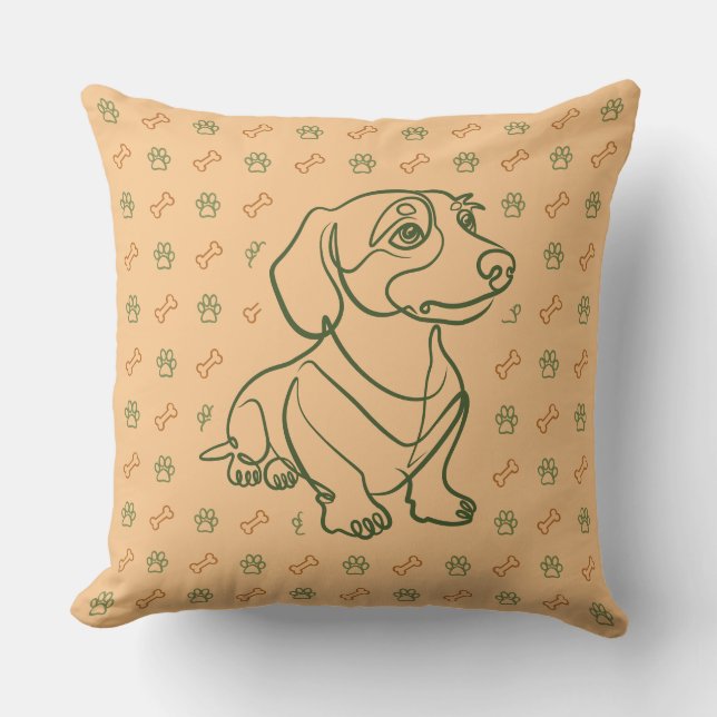 Almofada Padrão de Arte Decorativa de Dachshund (Frente)