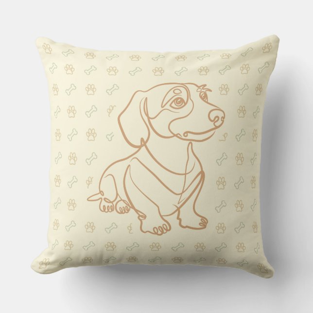 Almofada Padrão de Arte Decorativa de Dachshund (Frente)