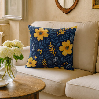 Almofada Padrão de Arte Floral na moda-Étnica Mediterrânica