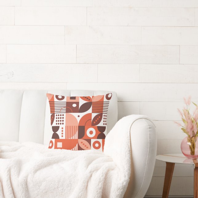 Almofada Padrão de arte geométrico do Abstrato castanho (Sofá)