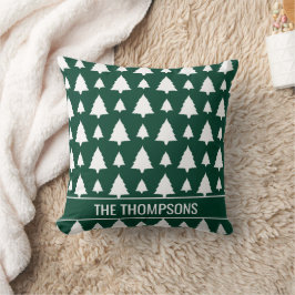 Almofada Padrão de árvore de Natal de abeto verde e branco