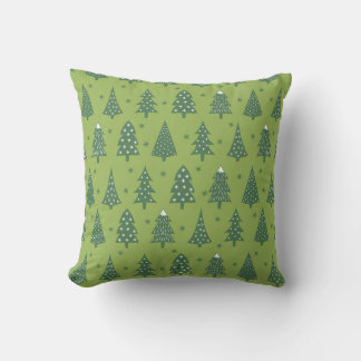 Almofada Padrão de Árvore de Natal Festiva Verde-claro