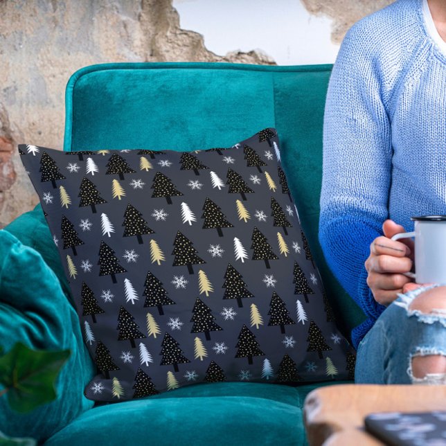 Almofada Padrão de Árvore de Natal Moderna do Chic Luxury (Criador carregado)