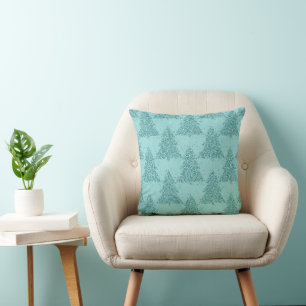 Almofada Padrão de árvore elegante Natal de Luxe Aqua