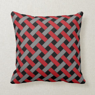 Almofada Padrão de aspecto de forno/Wicker: Vermelho, Cinz