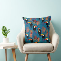 Padrão de aves tropicais vibrantes com Travesseiro