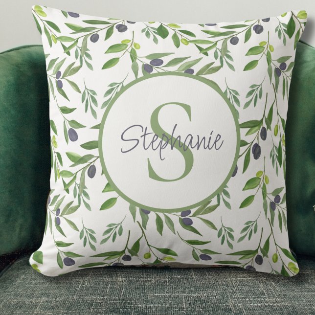 Almofada Padrão de Azeite de Água-forte com Nome e Monogram (Criador carregado)