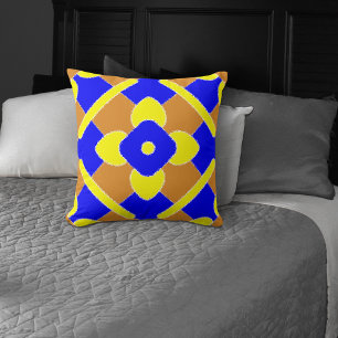 Almofada Padrão de Azulejo amarelo alaranjado espanhol