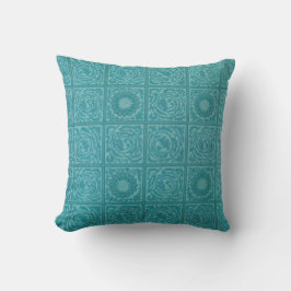Almofada Padrão de Azulejo Azul-Verde (por William Morris)