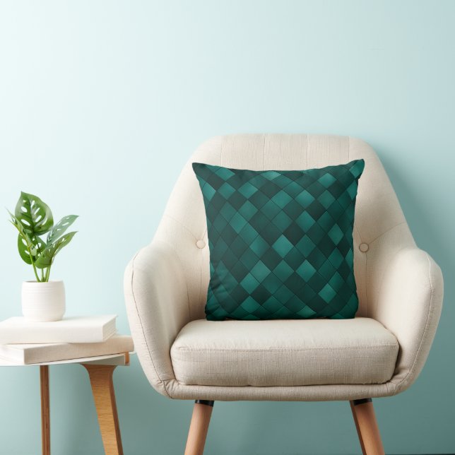 Almofada Padrão de Azulejo Esmeralda – Luxo Moderno (Cadeira)