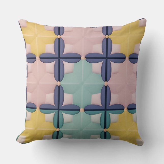 Almofada Padrão de Azulejo Gráfico para Itens de Estilo de  (Frente)