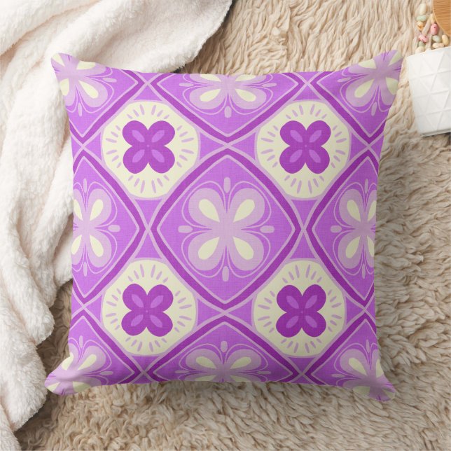Almofada padrão de azulejo roxo (Cobertor)