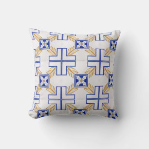 Almofada Padrão de Azulejos Portugueses Azulejo Amarelo Azu