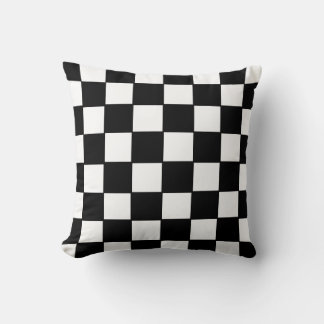 Almofada Padrão de bandeira xadrez preto e branco