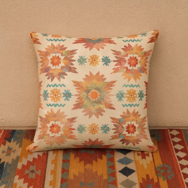 Almofada Padrão de Boho do Sunburst do Sudoeste (Southwestern throw pillow)