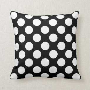 Almofada Padrão De Bolinhas Branco E Preto