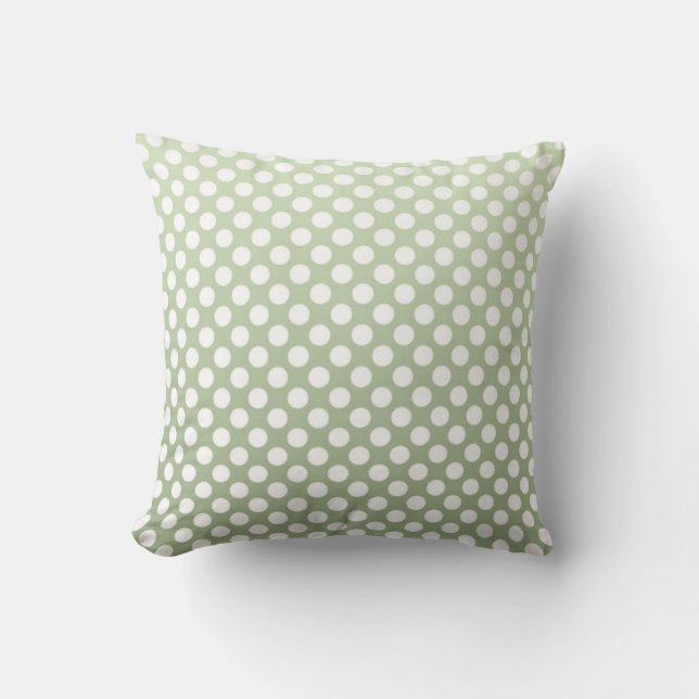 Almofada Padrão de bolinhas cinza verde e branco (Frente)