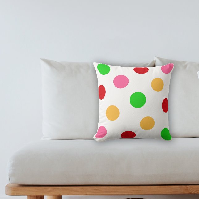 Almofada Padrão de Bolinhas colorido (Colorful Polka Dot Pattern Throw Pillow.  Large delightful polka dot design brightens up your life!)