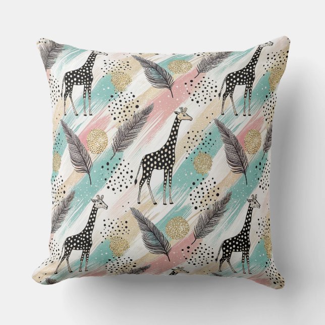 Almofada Padrão de Bolinhas de Girafa Whimsical - Pastel (Frente)