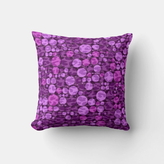 Almofada Padrão de bolinhas-leopardo | Roxo e Violeta (Frente)