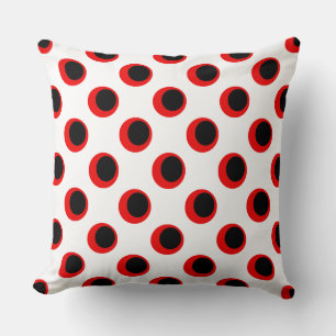 Almofada Padrão de Bolinhas Preto e Vermelho