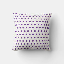 Almofada Padrão de Bolinhas Roxo Lavanda em Branco