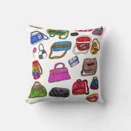 Almofada Padrão de bolsa ilustrado fofo e divertido Arte De