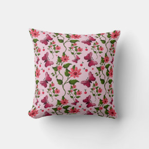 Almofada Padrão de Borboleta Cereja Fofa, Fruta Kawaii Bril