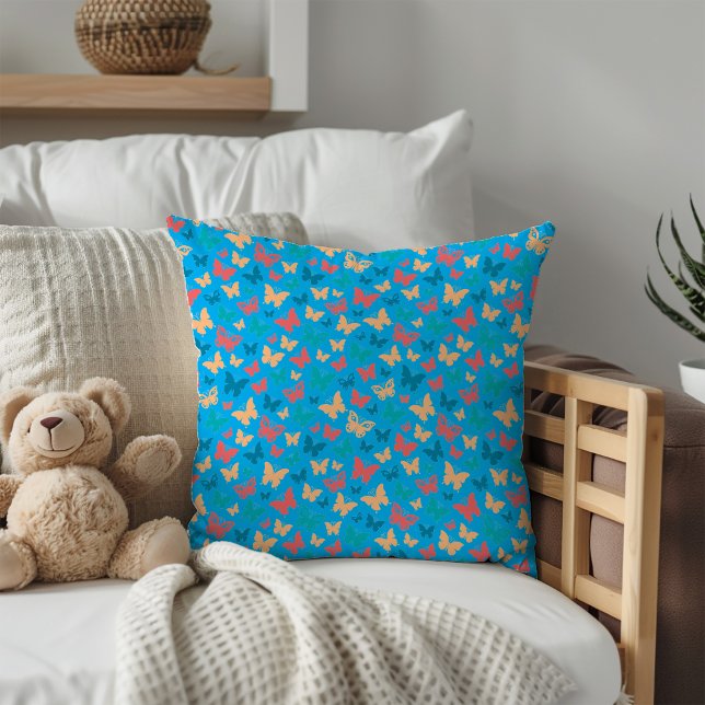 Almofada Padrão de borboleta de tartaruga rosada minimalist (Criador carregado)