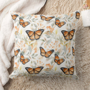 Almofada Padrão de Borboleta Monarca Laranja
