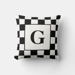 Almofada Padrão de borda branco preto com verificação com m