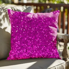 Almofada Padrão de Brilho Falso Rosa Profundo Glam
