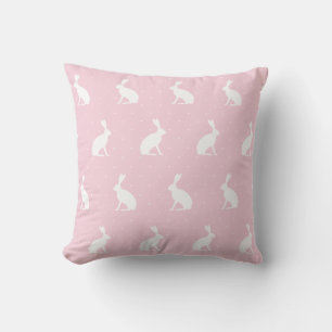 Almofada Padrão de Bunnies Vermelhos Brancos. Girly Pink