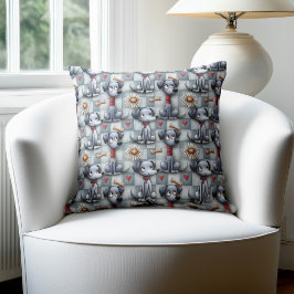 Almofada Padrão de Cachorro de Retalhos Azul