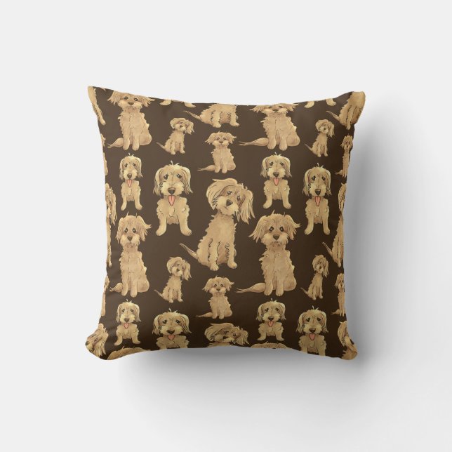 Almofada Padrão de Cachorro Marrom labradoodle goldendoodle (Frente)