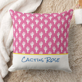 Almofada Padrão de Cacto Saguaro Moderno Deserto NOME Rosa