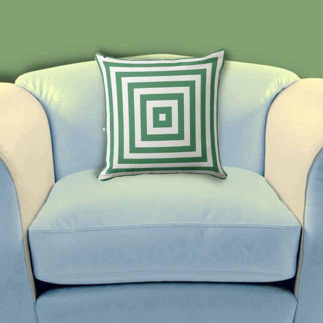 Almofada Padrão de caixa aninhada branca e verde legante (Elegant White & Green Nested Box Pattern Throw Pillow, Living Room)
