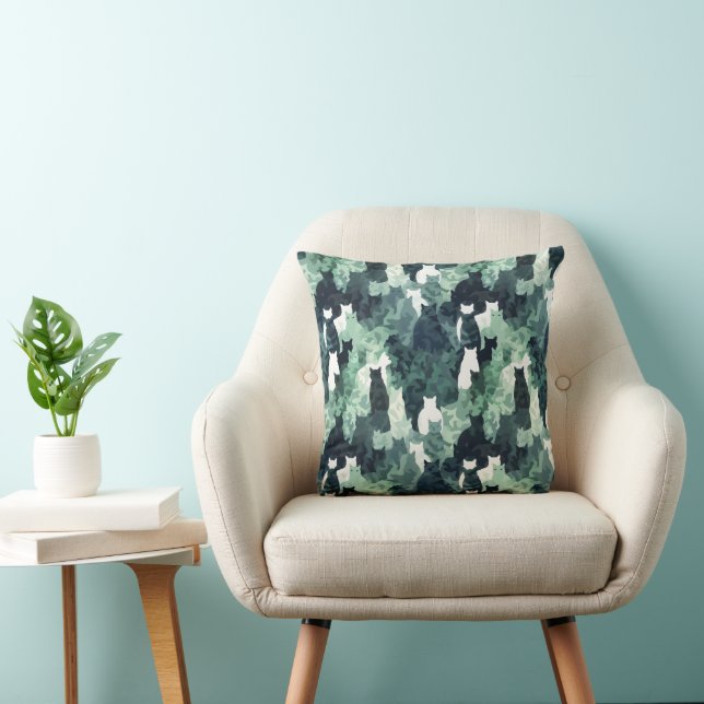 Almofada Padrão de Camouflage de Gatos Verdes (Cadeira)