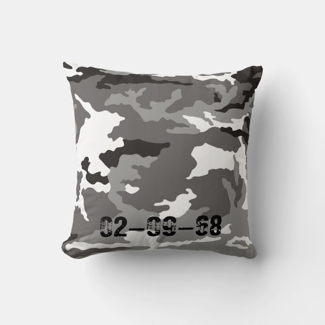 Almofada padrão de camuflagem cinza (Frente)