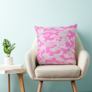 Almofada Padrão de Camuflagem Cinza Rosa