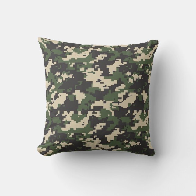 Almofada Padrão de Camuflagem Digital Verde (Frente)